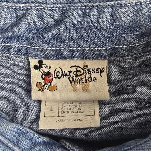 Disney Winnie The Pooh & Friends Suspender Embroidered Denim Button Up Shirt L - Picture 8 of 10